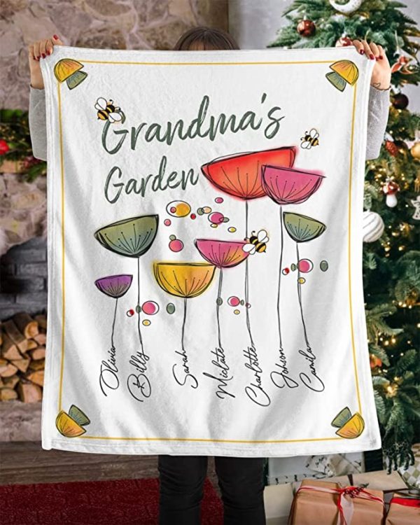 Personalized Grandma Fleece Blanket, Grandma's Garden Blanket, Custom - Image 7