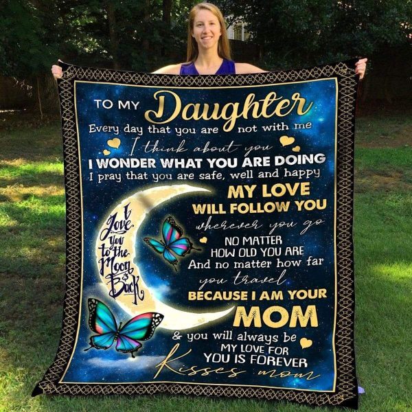 My Love Will Follow Me Butterfly Fleece Blanket Gift For Daughter - Image 7