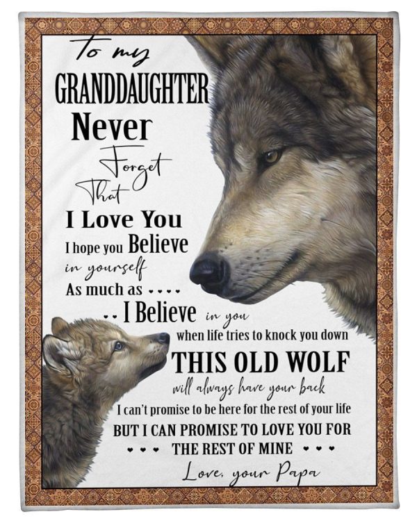 Wolf Love Message Of Papa To Granddaughter Fleece Blanket - Image 2