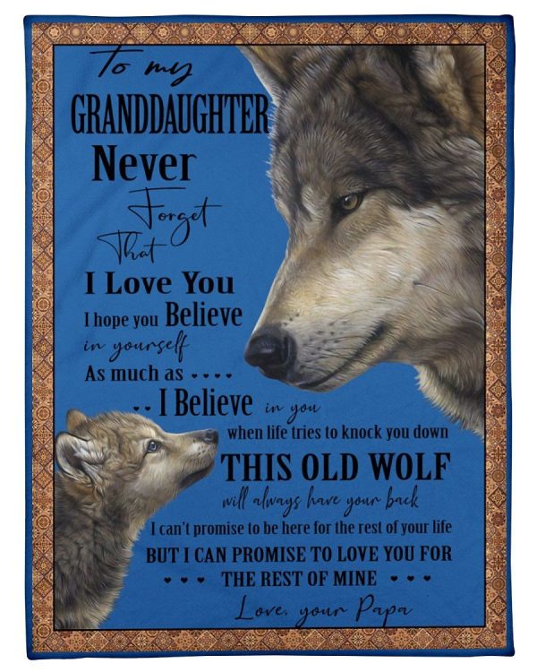 Wolf Love Message Of Papa To Granddaughter Fleece Blanket - Image 3