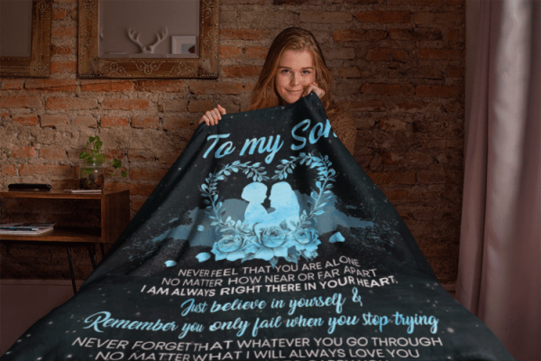 To My Son Heart Wreath Flower I'll Always Carry You Fleece Blanket - Image 6