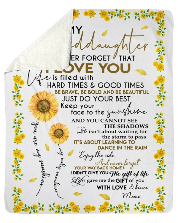 Sunflower With Lovely Words For Granddaughter Fleece Blanket - Image 2