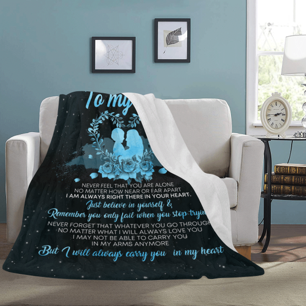 To My Son Heart Wreath Flower I'll Always Carry You Fleece Blanket - Image 3