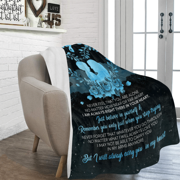 To My Son Heart Wreath Flower I'll Always Carry You Fleece Blanket - Image 4