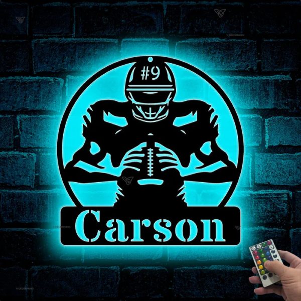 Personalized American Football Metal Name Sign Led Lights, Custom Us F - Image 3