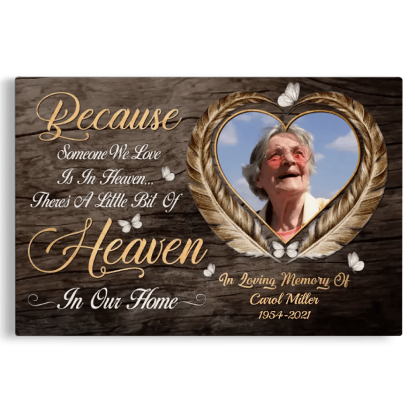 Personalized Canvas Prints, Custom Photo, Memorial Gifts, Bereavement Gifts, Remembrance Gifts, Because Someone We Love Is In Heaven?? Dem Canvas - Image 5