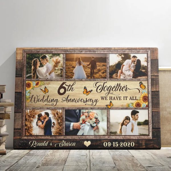 Personalized Canvas Prints, Custom Photos, Couple Gifts, Anniversary Gifts, 6th Anniversary Photo Gift Together We Have It All Dem Canvas - Image 4