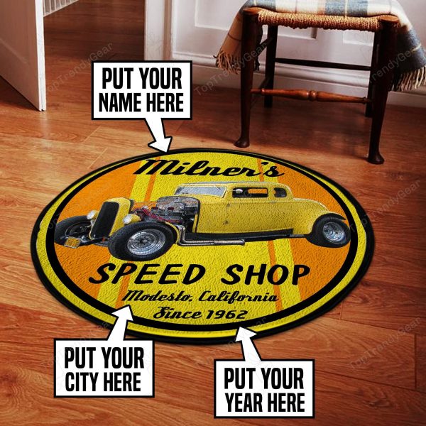 Milner's Speed Shop American Graffiti [Personalized] Living Room Round Mat Circle Rug - Image 2