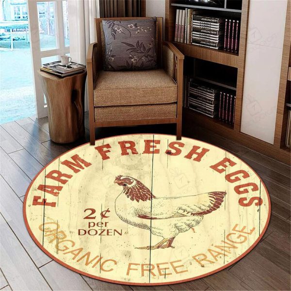 Farm Fresh Eggs Living Room Round Mat Circle Rug - Image 3