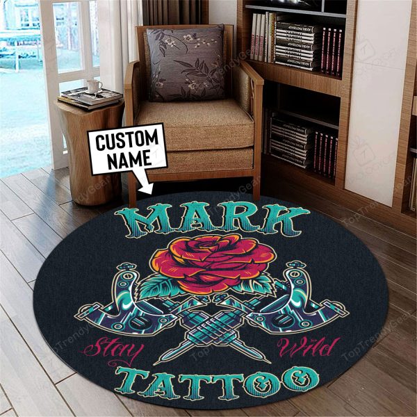 Personalized Tattoo Studio Round Mat Round Floor Mat Room Rugs Carpet Outdoor Rug Washable Rugs - Image 3