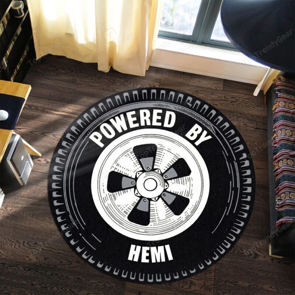 Power By Hemi Wheel Vintage Hot Rat Rod Drag Racing Round Mat Round Floor Mat Room Rugs Carpet Outdoor Rug Washable Rugs - Image 2