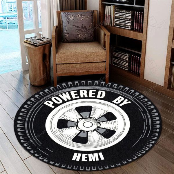 Power By Hemi Wheel Vintage Hot Rat Rod Drag Racing Round Mat Round Floor Mat Room Rugs Carpet Outdoor Rug Washable Rugs - Image 3