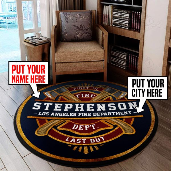 Personalized Firefighter Round Mat Round Floor Mat Room Rugs Carpet Outdoor Rug Washable Rugs - Image 2