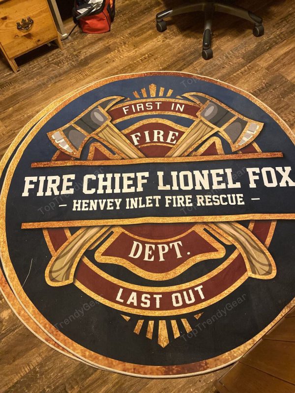 Personalized Firefighter Round Mat Round Floor Mat Room Rugs Carpet Outdoor Rug Washable Rugs - Image 3