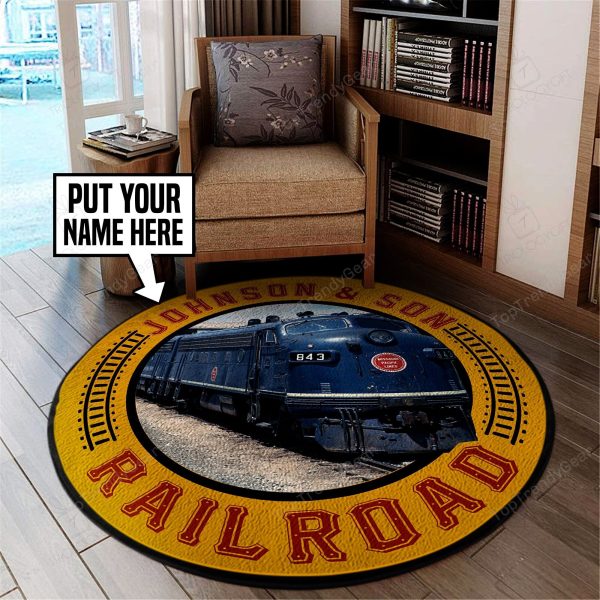 Personalized Missouri Pacific Railroad Round Mat Round Floor Mat Room Rugs Carpet Outdoor Rug Washable Rugs - Image 2