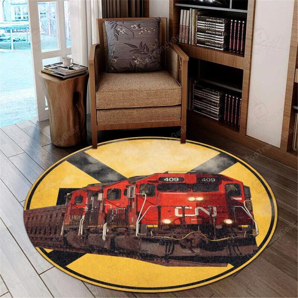 Canadian National Railroad Crossing Round Mat Round Floor Mat Room Rugs Carpet Outdoor Rug Washable Rugs - Image 2