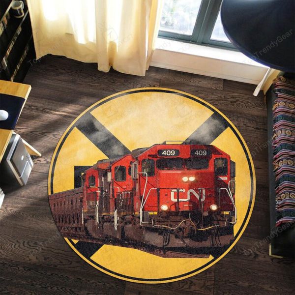 Canadian National Railroad Crossing Round Mat Round Floor Mat Room Rugs Carpet Outdoor Rug Washable Rugs - Image 3