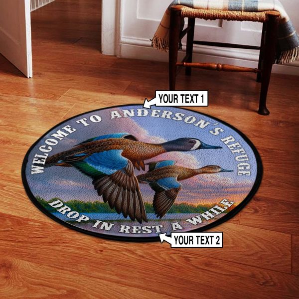 Duck Lovers Waterfowl Hunting Welcome Round Rug, Carpet 06894 - Image 2