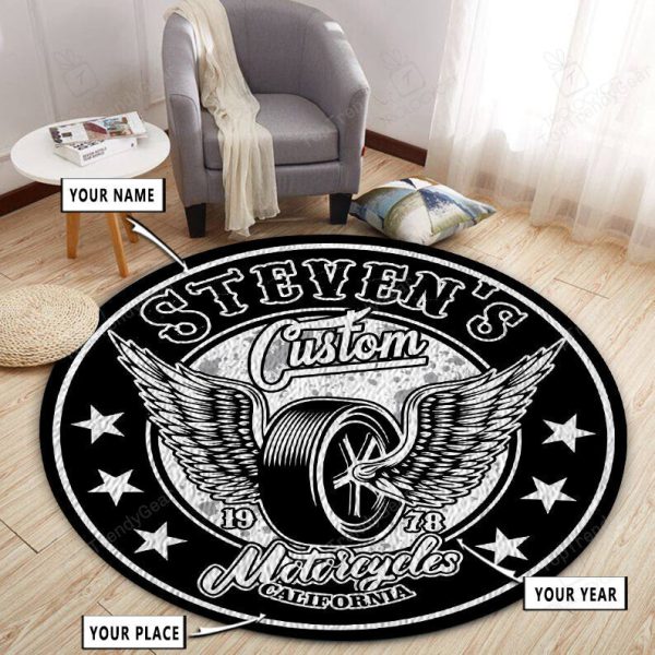 Personalized Mechanic Custom Motorcycle Round Rug, Carpet 10398 - Image 3