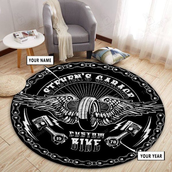 Personalized Mechanic Custom Motorcycle Round Rug, Carpet 10398 - Image 4