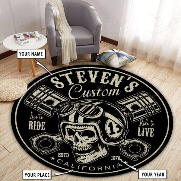 Personalized Mechanic Custom Motorcycle Round Rug, Carpet 10398 - Image 5