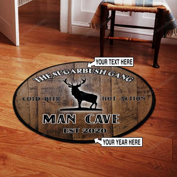 Personalized Man Cave Welcome Round Rug, Carpet 06922 - Image 3