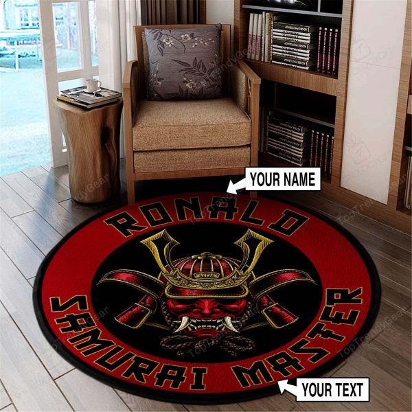 Personalized Samurai Master Shogun Helmet Round Rug, Carpet 07491 - Image 3